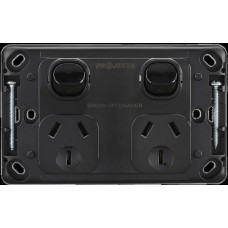 10A Double GPO Power Point - Black Without Fascia
